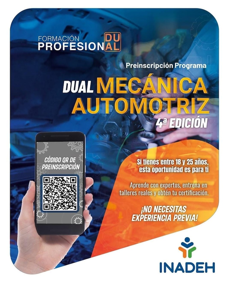 Convocatoria abierta para cuarta edición del programa dual en mecánica automotriz del Inadeh