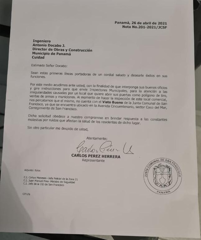 Quejas por la instalación de un polígono de tiro en San Francisco; la Dirección de Obras suspende el permiso de ocupación