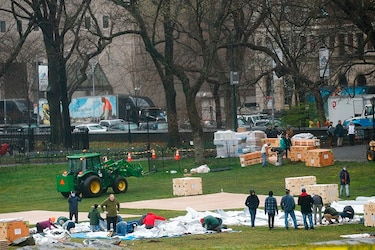 Levantan un hospital de campaña en el Central Park de Nueva York