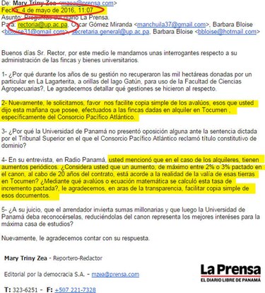 Rector Gustavo García de Paredes arrendó más tierras