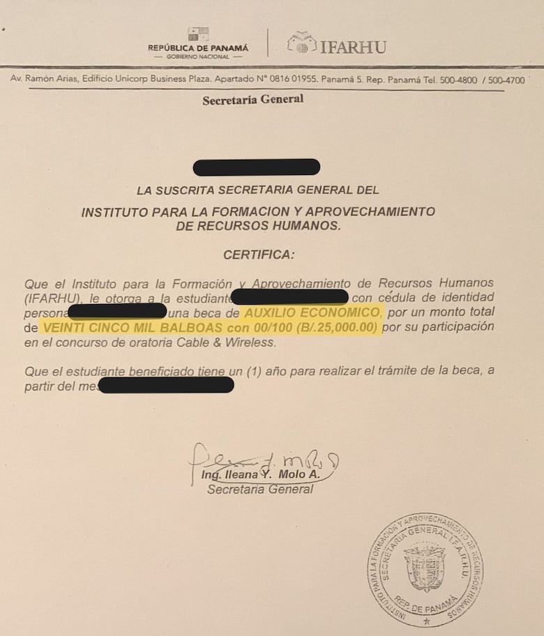 Lo que el IFARHU nunca respondió a los finalistas de oratoria desde 2019