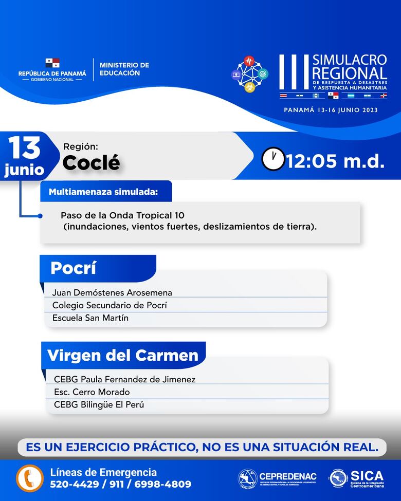 Simulacro regional de respuesta a desastres no afectará jornada laboral ni educativa