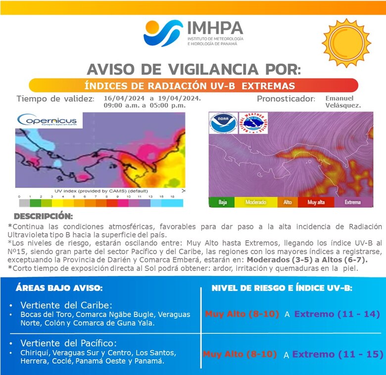 Extienden hasta el viernes aviso vigilancia por índices de radiación solar y altas temperaturas
