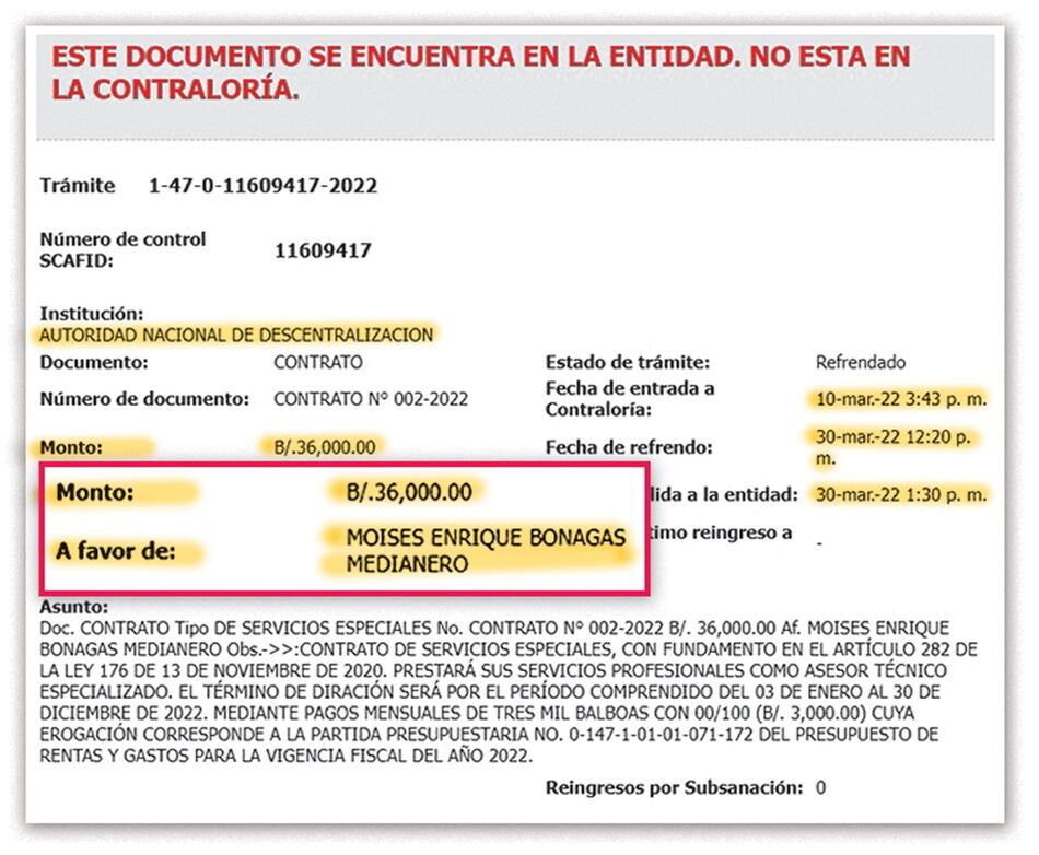 $36,000 más para Moisés Bonagas Medianero; el hijo de la rectora de la Unachi