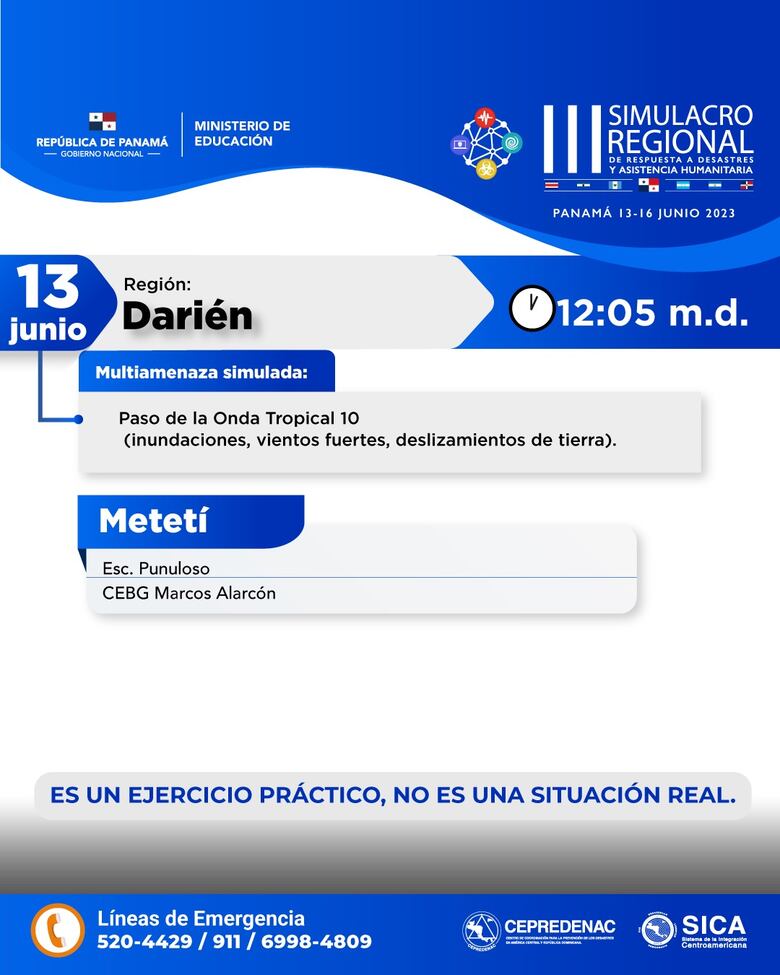 Simulacro regional de respuesta a desastres no afectará jornada laboral ni educativa