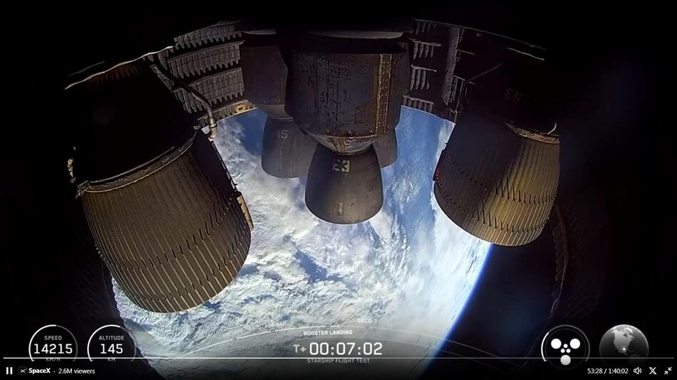 Starship llega a la órbita terrestre pero se rompe y cae al Océano Índico tras perder fuel