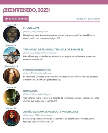 Conozca la cartelera del Cine Universitario en sus tandas de verano