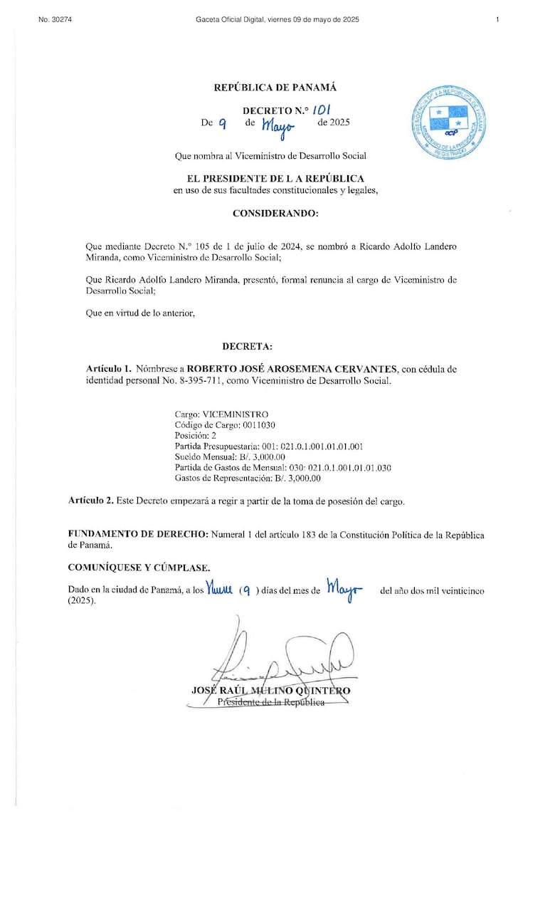 Roberto Arosemena reemplazará a Ricardo Landero como viceministro del Mides