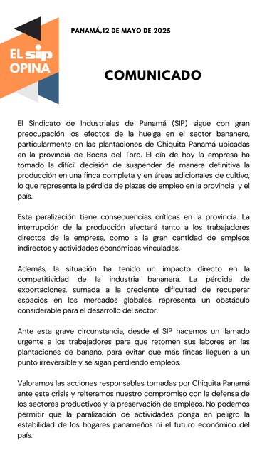 SIP: paralización en fincas bananeras amenaza empleos y competitividad internacional