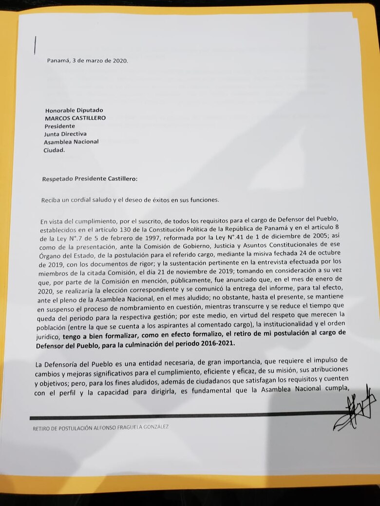 Alfonso Fraguela renuncia a sus aspiraciones al cargo de Defensor del Pueblo