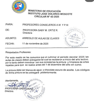Acudientes del José Dolores Moscote rechazan circular que les ordena pintar las aulas