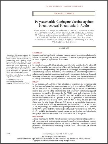 Publican nueva evidencia contra el neumococo en 'NEJM'