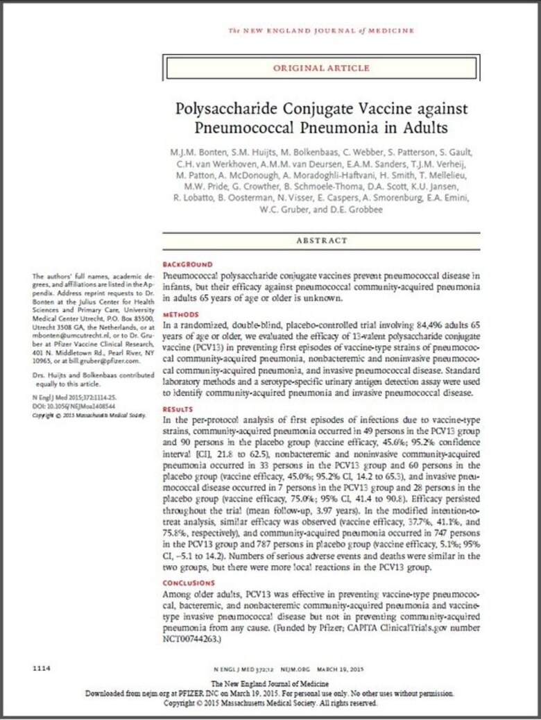 Publican nueva evidencia contra el neumococo en 'NEJM'