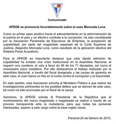 Apede sobre caso Moncada Luna: 'Es un primer paso hacia el adecentamiento de la justicia':
