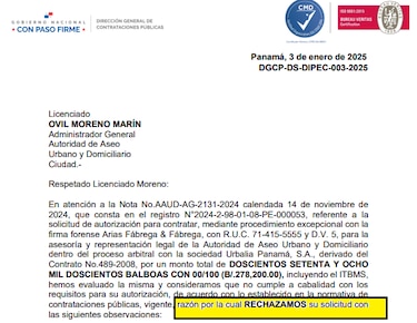 Rechazan contratación excepcional de la AAUD para enfrentar disputa con Urbalia