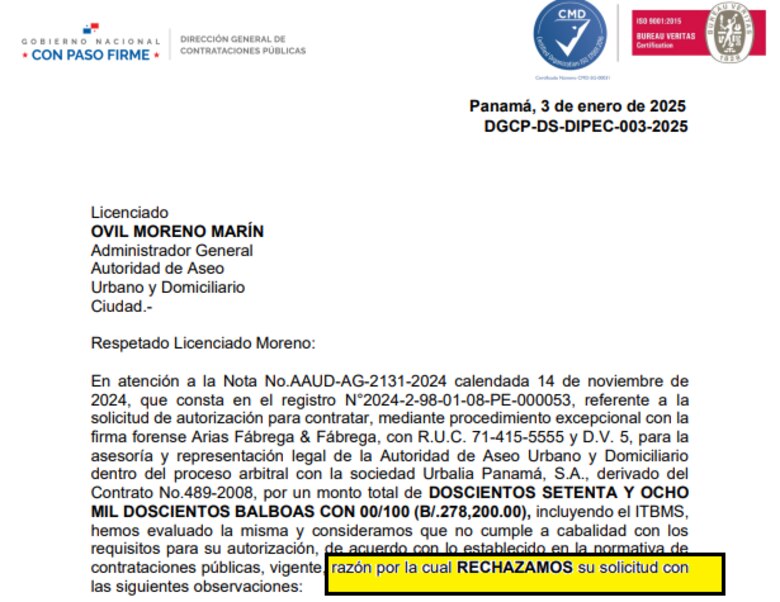 AAUD reforma el contrato con firma legal para enfrentar a la empresa Urbalia en arbitraje
