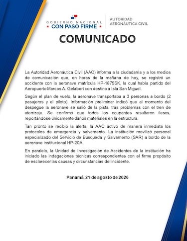 Aeronave se sale de pista durante despegue en la isla de San Miguel
