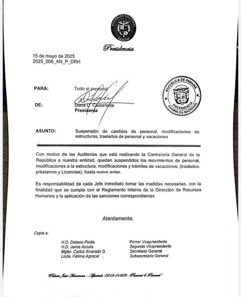 Auditoría de la Contraloría obliga a la Asamblea a congelar movimientos de personal