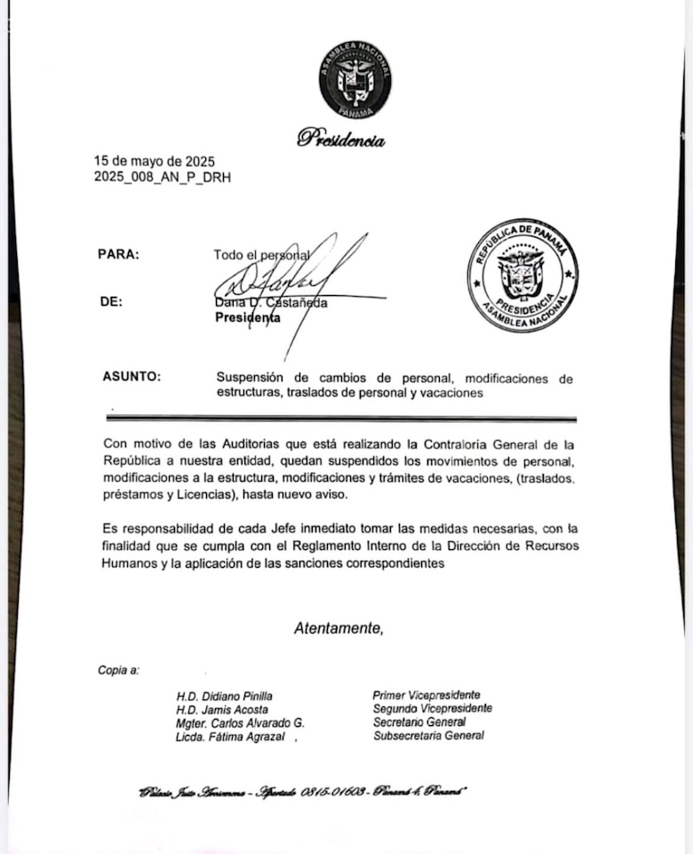 Auditoría de la Contraloría obliga a la Asamblea a congelar movimientos de personal