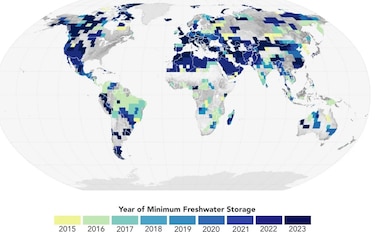 Caída abrupta de los niveles mundiales de agua dulce
