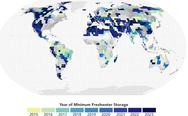 Caída abrupta de los niveles mundiales de agua dulce