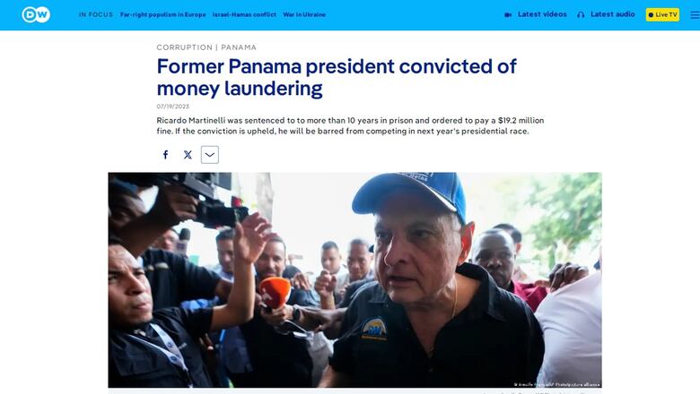 Así titularon los medios internacionales la condena de Ricardo Martinelli