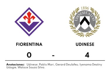 Udinese vence ante Fiorentina de visitante