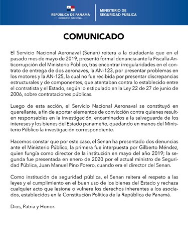 Amplían denuncia en caso de helicópteros del Senan