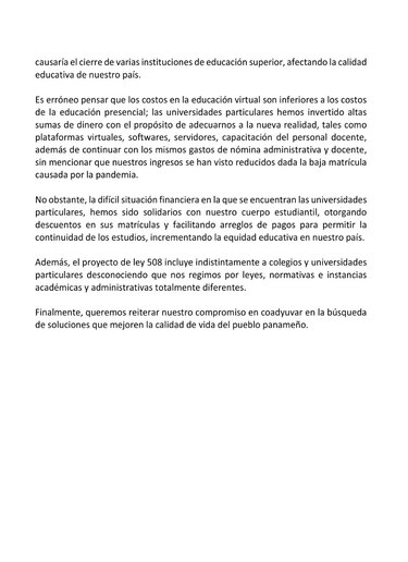 Universidades particulares rechazan el proyecto de ley que dispone descuentos en el costo de la educación