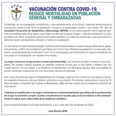Médicos de obstetricia y ginecología: ‘La mejor vacuna es la que existe y está disponible’