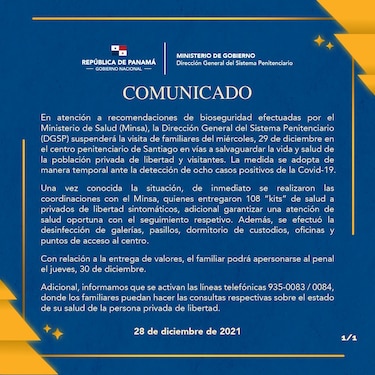 Detectan 8 casos positivos de Covid-19 en cárcel de Santiago; suspenden la visita de familiares