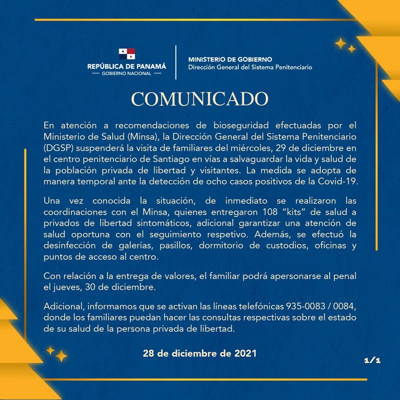 Detectan 8 casos positivos de Covid-19 en cárcel de Santiago; suspenden la visita de familiares