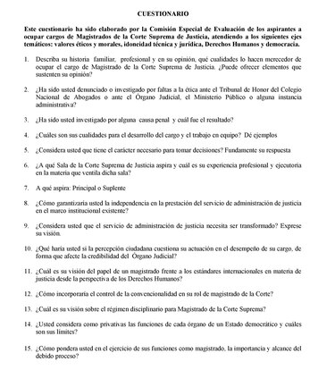 Comisión define las 15 preguntas que le harán a los aspirantes a magistrados de la Corte Suprema de Justicia