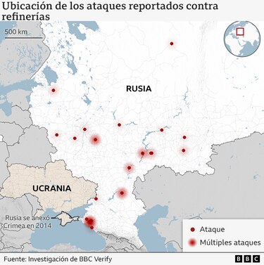 Escasez y altos precios: cómo Ucrania ha convertido los ataques contra plantas petroleras rusas en una de sus principales tácticas de guerra