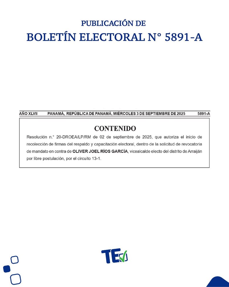 Autorizan la recolección de firmas para la revocatoria del vicealcalde de Arraiján
