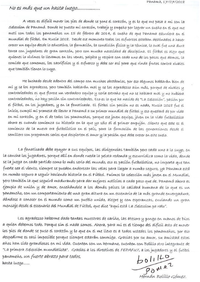 Bolillo Gómez se despide de Panamá: ‘No es más que un hasta luego’