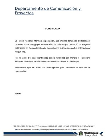 Policía Nacional deja sin efecto multas por vehículos mal estacionados