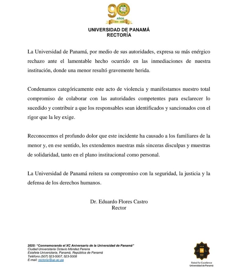 Rector de la UP reafirma compromiso para esclarecer agresión a menor durante protesta