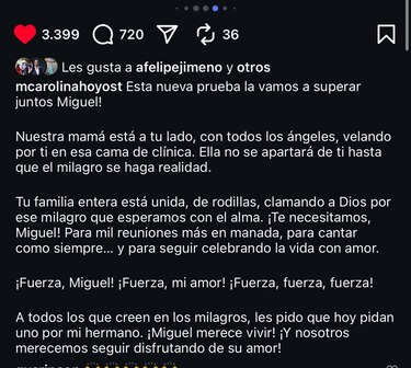 Hermana de Miguel Uribe pide ‘un milagro’ por su vida en emotivo mensaje en redes sociales