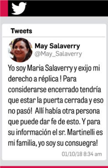 Martinelli no podrá recibir visitas ni hablar por teléfono por 30 días