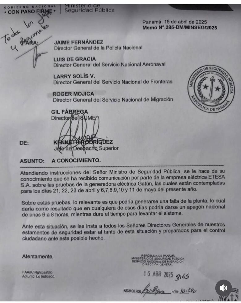 Etesa advierte que podrían presentarse interrupciones en el servicio eléctrico por pruebas de la Generadora Gatún