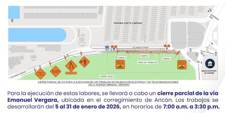 Anuncian cierres parciales y trabajos eléctricos en Ancón y la carretera Panamericana por obras del cuarto puente