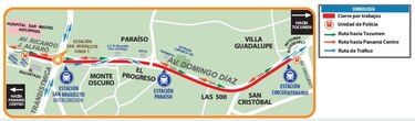 Desvíos por trabajos en las estaciones de San Miguelito y Paraíso de la línea 2 del Metro