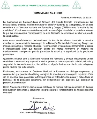 ‘Mafia de las medicinas’: respuesta de los farmacéuticos del Estado a Mulino