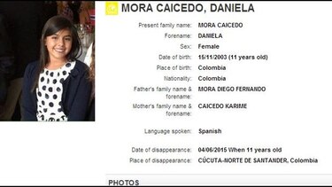 Interpol emite alerta por niña secuestrada en el noreste de Colombia