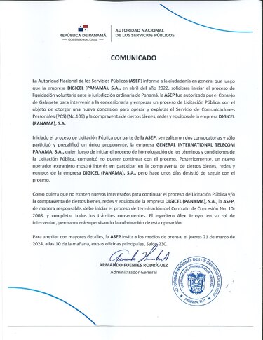 Clientes de Digicel tienen 30 días para migrar a otras operadoras, ante el cierre de la empresa