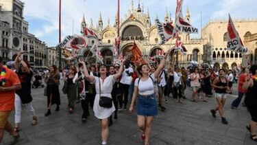 Manifestación en Venecia para pedir la prohibición de los cruceros en la laguna