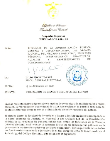 Clientelismo político solo genera una circular oficial