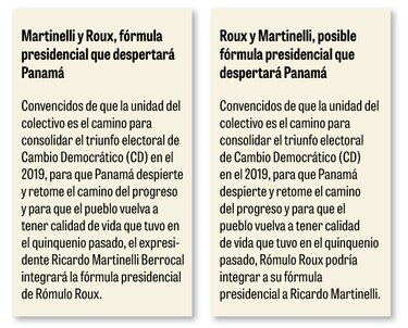 Roux y Martinelli serían fórmula política para las elecciones de 2019