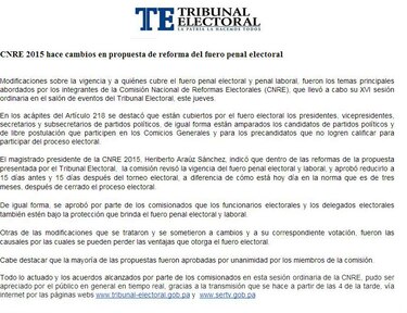 Comisión Nacional de Reformas Electorales propone reducir a 30 días el fuero electoral